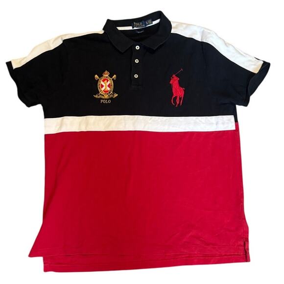 Polo Ralph Lauren Slim Fit Crest Polo Shirt Men’s XL-Red, Blue, White Colorblock - Picture 2 of 8